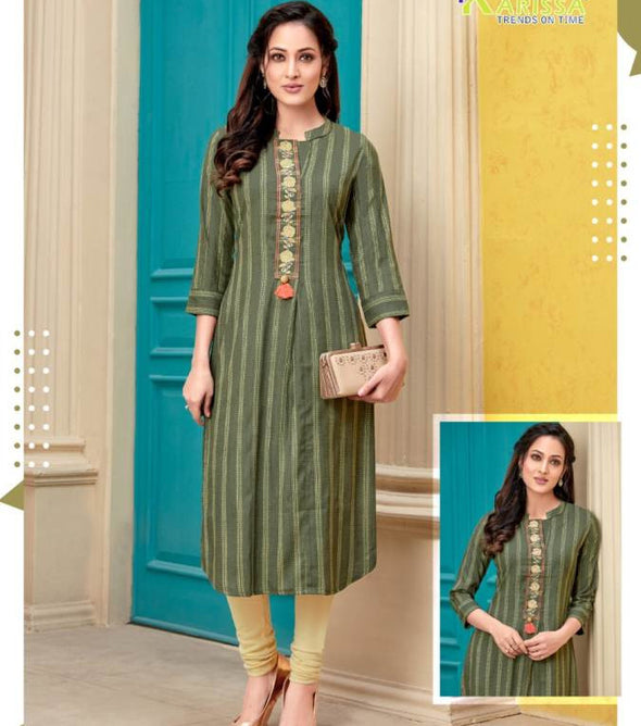 Karissa Vintage Heavy Rayon Straight Cut Kurti Catalog Collection