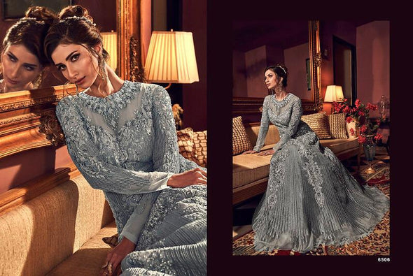 Swagat Violete Snow White Premium Net Long Party Wear Desinger Suits Catalog