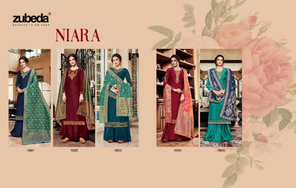 Naira By Zubeda Heavy Satin Georhette Salwar Suits Catalog