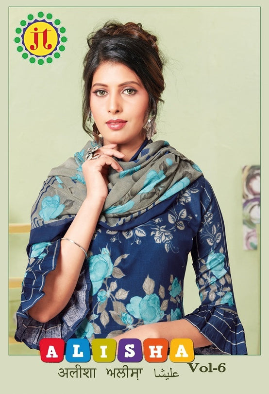 JT Alisha Vol-6 Printes Cotton Dress Material Catalog