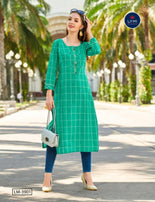 Lymi Grass Cotton Weaving Straight Pattern Kurti Catalog