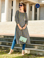 Lymi Grass Cotton Weaving Straight Pattern Kurti Catalog