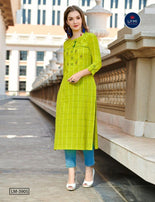 Lymi Grass Cotton Weaving Straight Pattern Kurti Catalog