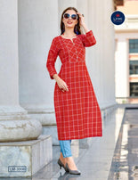 Lymi Grass Cotton Weaving Straight Pattern Kurti Catalog