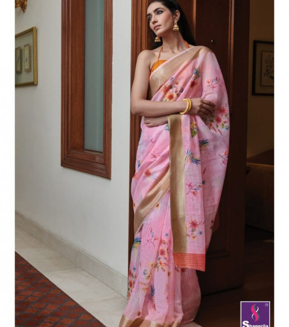 Shangrila Jaipuri Linen Vol-4 Authentic Handloom Art Prints Saree Catalog