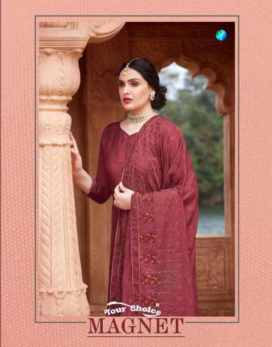 Your Choice Magnet Straight Chinnon Fabric Straight Suits Catalog